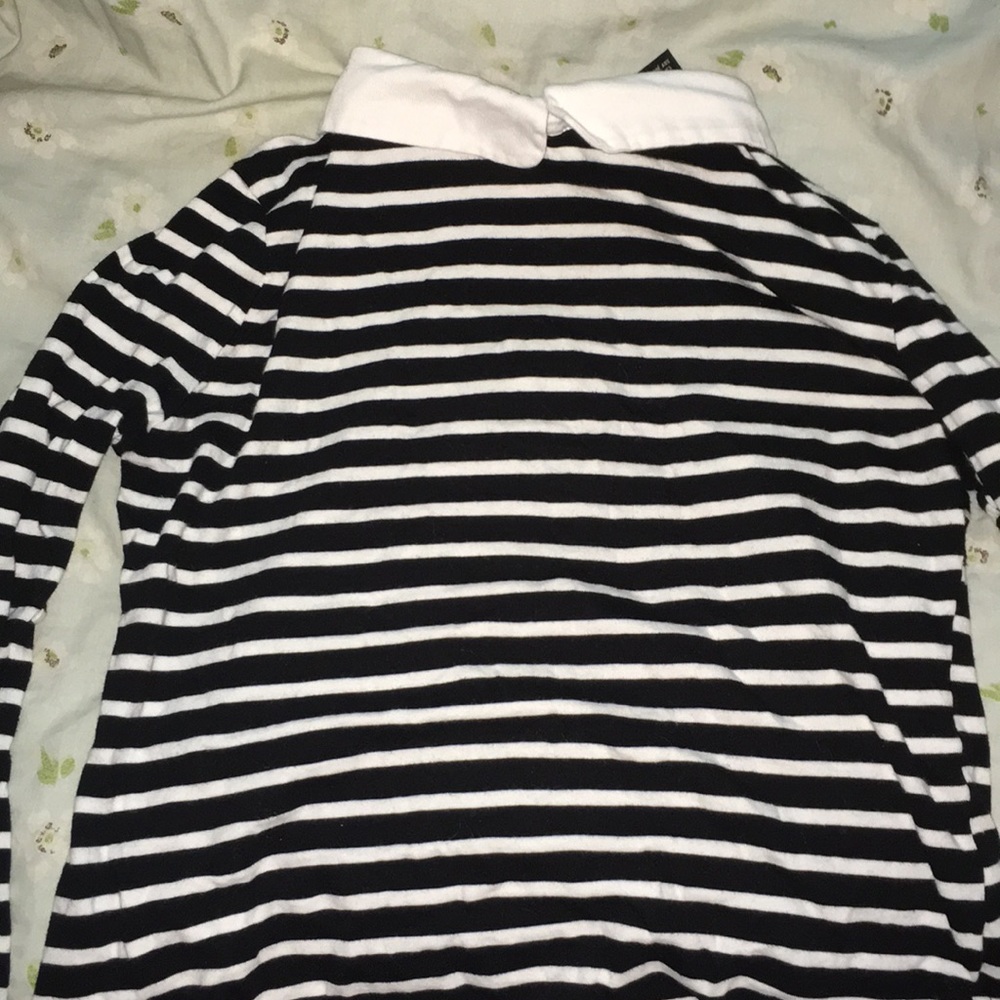 Peter Pan collared striped long sleeve